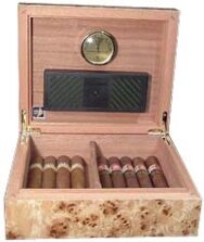 Classic Cigar Humidor in Burl Poplar for 30 cigars