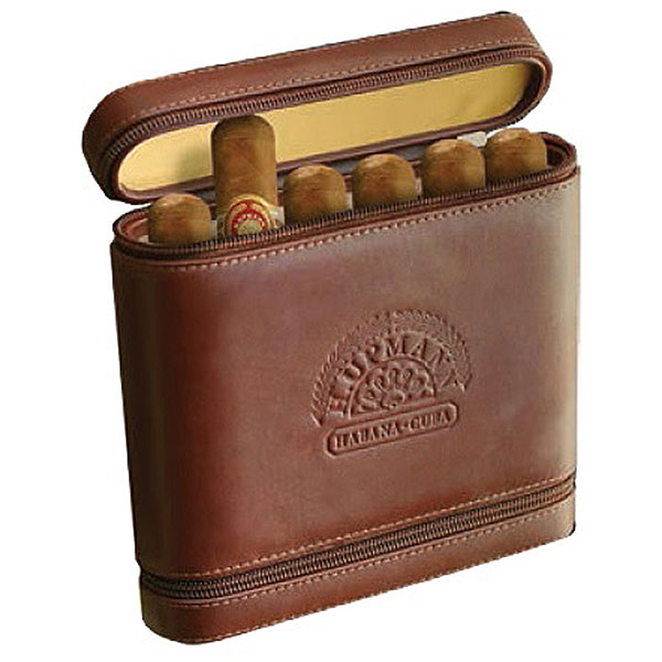 H Upmann Leather Travel Humidor with 6 Robustos Cigars