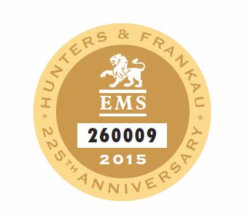 New EMS badge For Hunters & Frankau 's 225th Anniversary Year