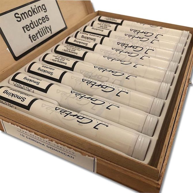 J Cortes Dominican Corona in Tube (White) / Box of 10 - Image 3
