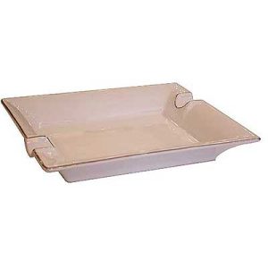 Ceramic Cigar Ashtray for 2 Cigars, White With Silver rim