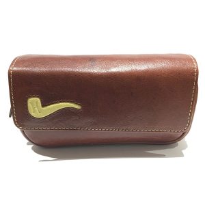 Hardcastle High Quality Vachetta Brown Leather Combination 2 Pipe Tobacco Pouch Bag