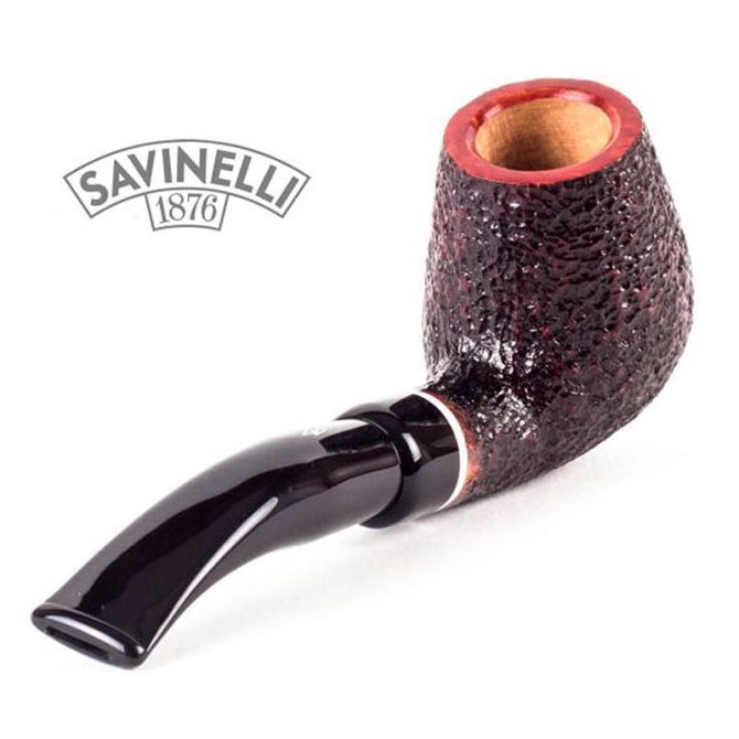 Savinelli Gaius Rustic Normal No.628 Bent Brandy shape 6mm Filter Italian Pipe - Image 2