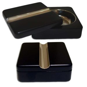 Cigar Ashtray Square Black Twist Lid Boxed for 1 cigar