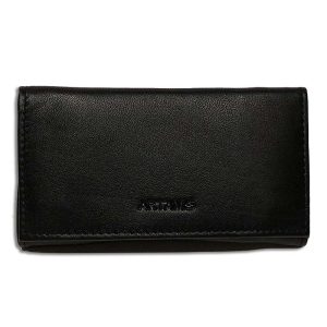 Artamis Soft Black Leather Button Roll Up Tobacco Pouch (PO25)