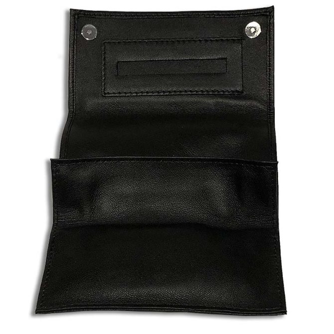Artamis Soft Black Leather Button Roll Up Tobacco Pouch (PO25) - Image 2