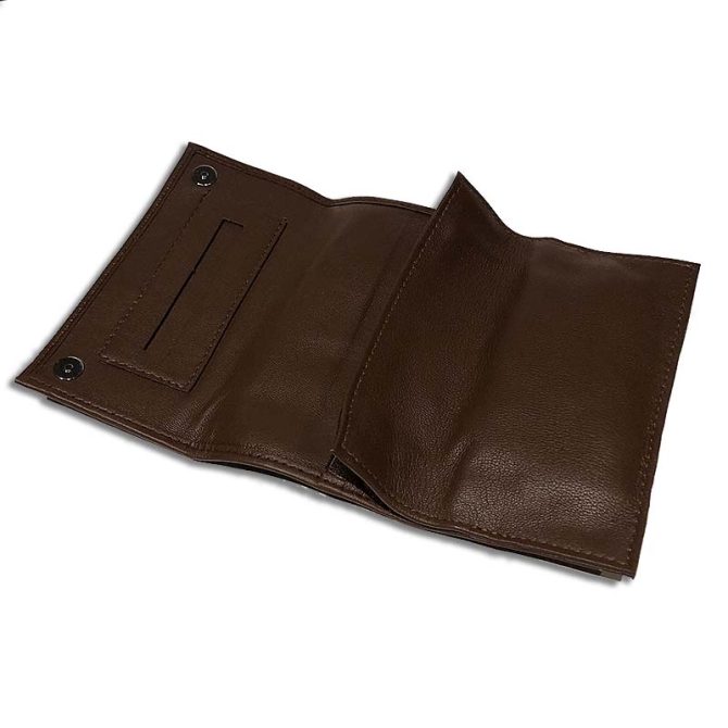Artamis Soft Black Leather Button Roll Up Tobacco Pouch (PO25) - Image 4