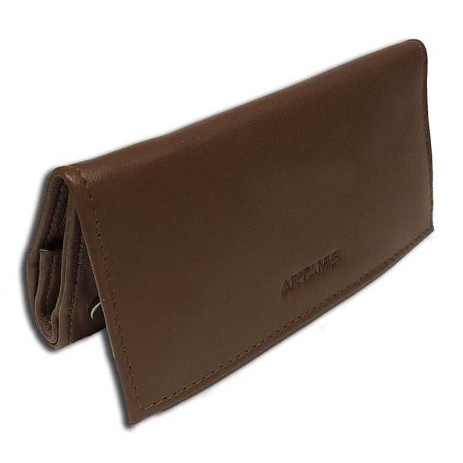 Artamis Soft Black Leather Button Roll Up Tobacco Pouch (PO25) - Image 5