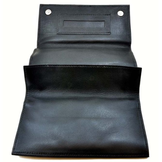 Artamis Soft Black Leather Button roll up Tobacco Pouch (PO27) - Image 3