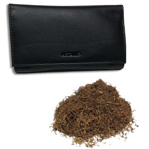 Artamis Soft Black Leather Button roll up Tobacco Pouch (PO27)