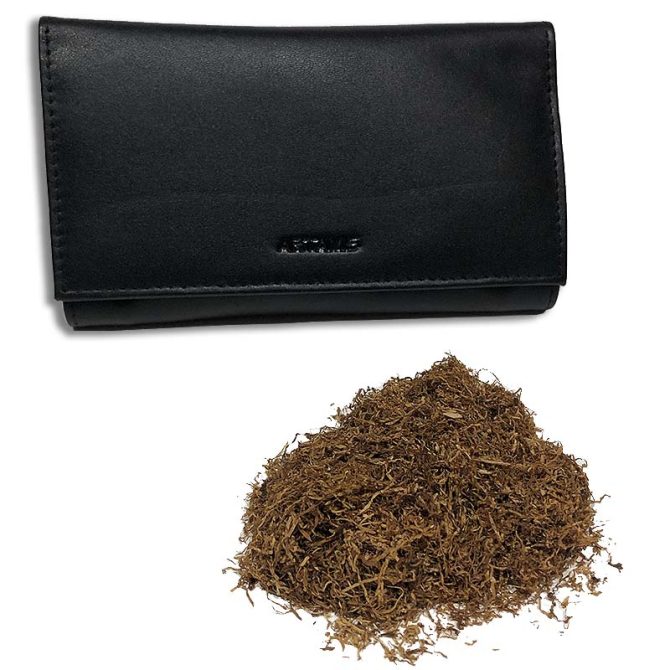 Artamis Soft Black Leather Button roll up Tobacco Pouch (PO27)
