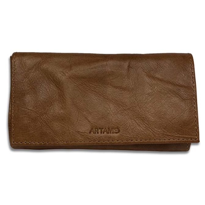 Artamis Soft Tan Leather Button roll up Tobacco Pouch (PO27T) - Image 3