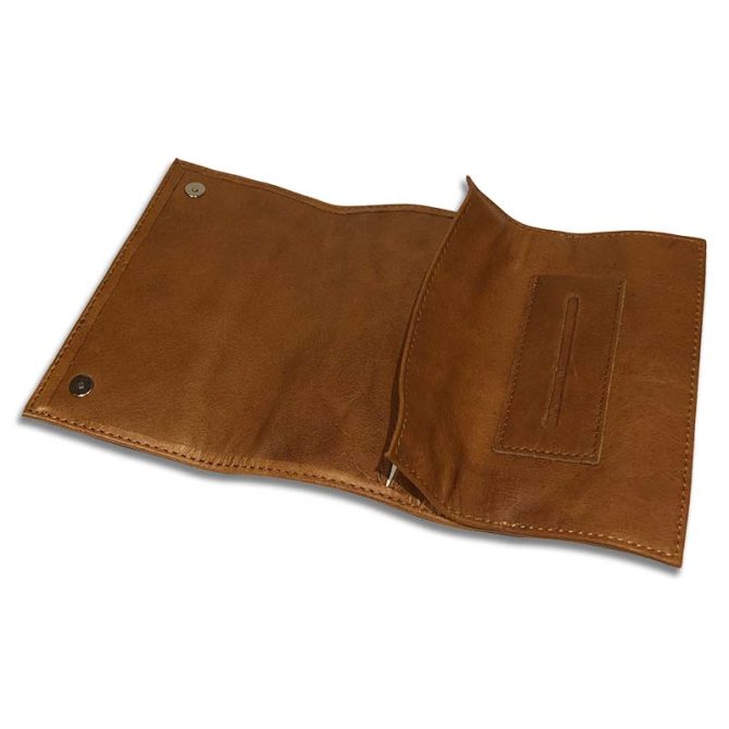 Artamis Soft Tan Leather Button roll up Tobacco Pouch (PO27T) - Image 2