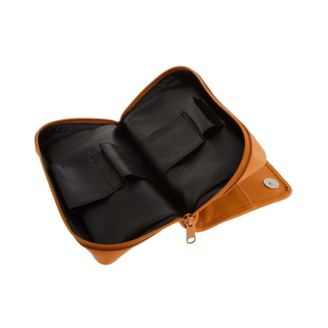 Rattray Soft Tan Leather Combination Tobacco Pouch for Two Pipes - Image 4