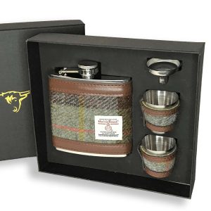 Harris Tweed Hip Flask Gift Set - MacLeod Tartan