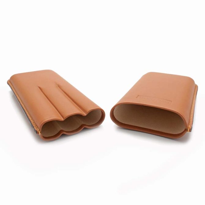 Martin Wess 2 x Petit Corona Smooth Natural Leather Cigar Case - Image 2