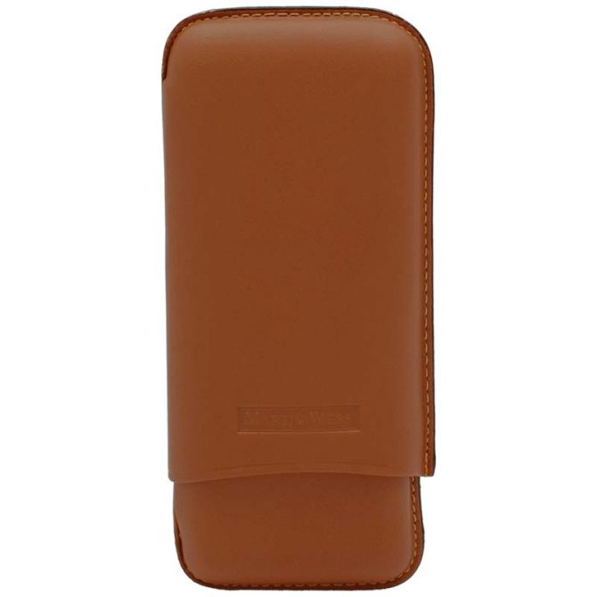 Martin Wess 2 x Petit Corona Smooth Natural Leather Cigar Case - Image 3