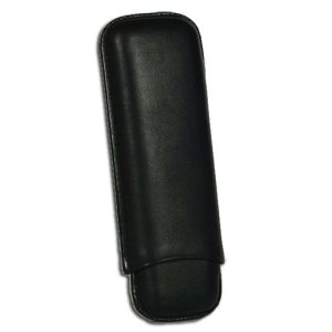 Martin Wess 2 x Petit Corona Smooth Black Leather Cigar Case