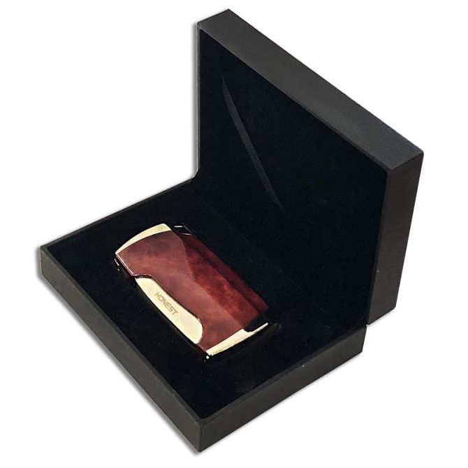 Honest "Orion" Double Jet Cigar Lighter with punch / Burlwood finish - Image 2
