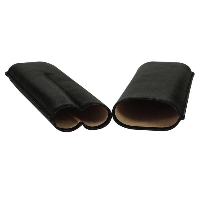 Martin Wess 2 x Churchill 'Dante' Smooth Black Leather Cigar Case - Image 2