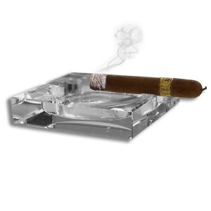 Large Square Crystal Ashtray for 4 cigars