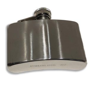 Kidney Shape Flask 4oz Pewter in Plain Polished Finish with Captive Top