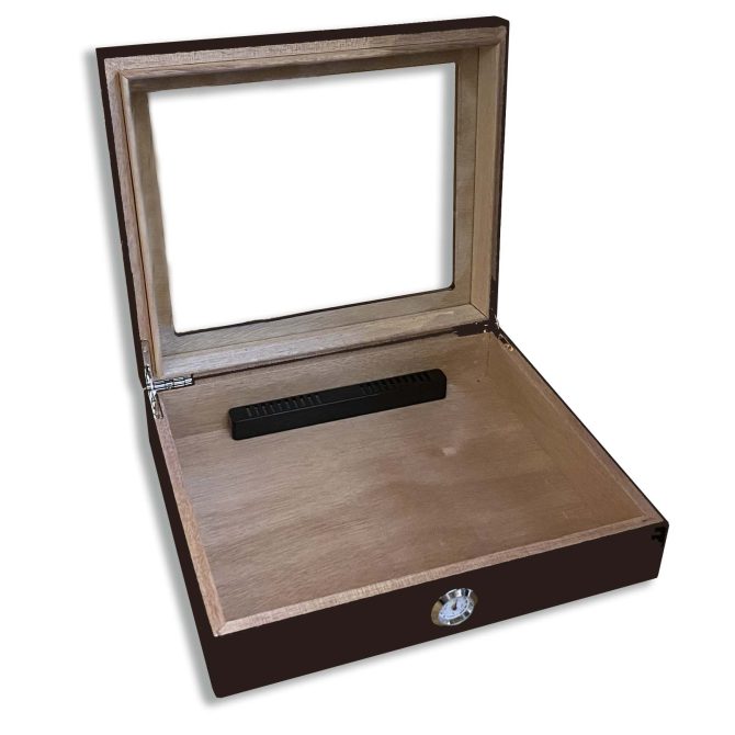 Glass Window Humidor for 20 cigars (Matte Black) - Image 2