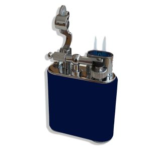 J Cure Pocket 2 Jet Flame Lighter - Navy Blue Leather