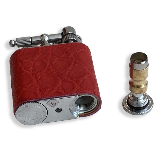 J Cure Pocket Jet Flame Lighter - Red Crocodile Leather - Image 5