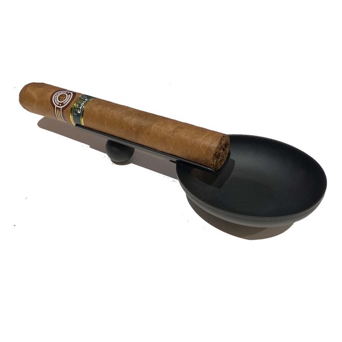 Stainless Steel Oval Cigar Ashtray for Single Cigar / Matt Black - Image 5