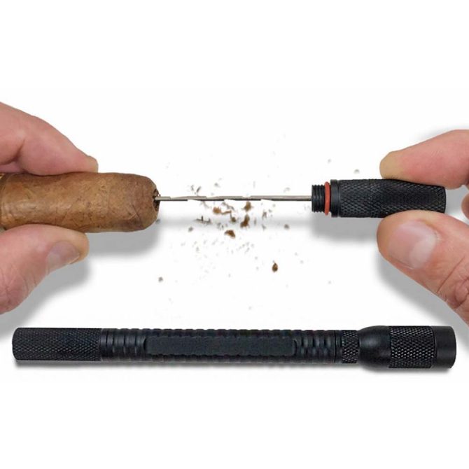 Double Punch Cutter & Cigar Enhancer Tool / Black  77mm - Image 4