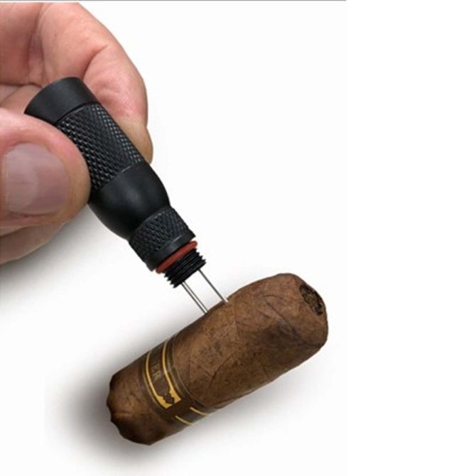 Double Punch Cutter & Cigar Enhancer Tool / Black  77mm - Image 3