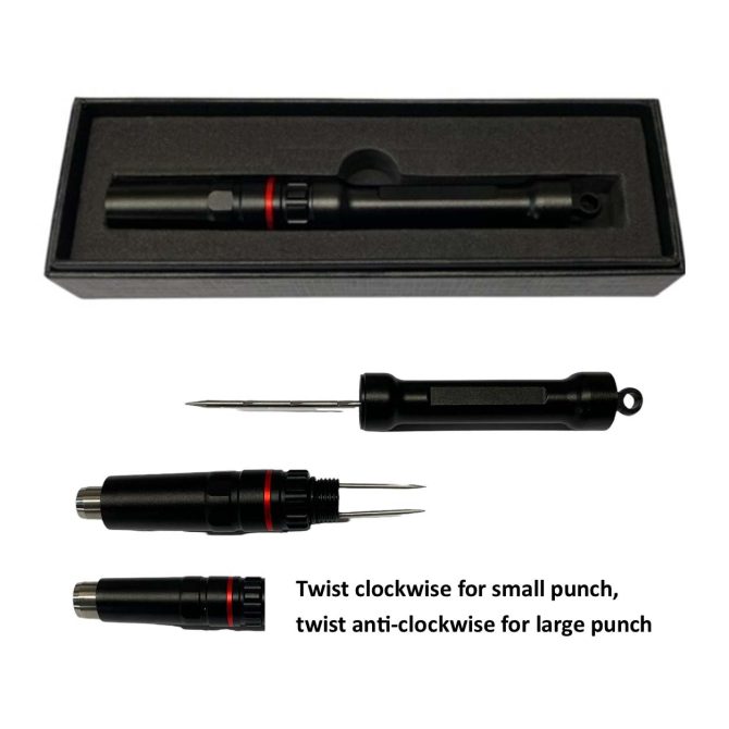 Double Punch Cutter & Cigar Enhancer Tool / Black  77mm - Image 9