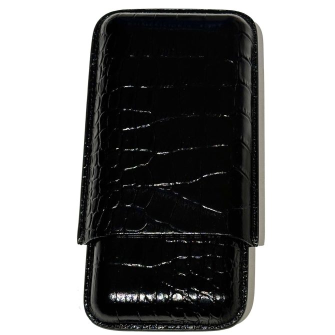 VSB London Three Finger Black Crocodile Leather Cigar Case - Image 3