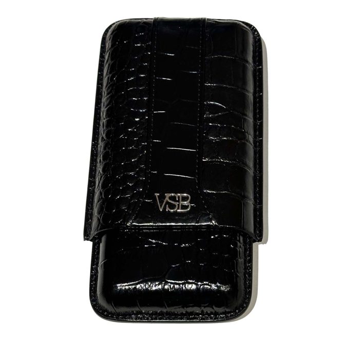 VSB London Three Finger Black Crocodile Leather Cigar Case - Image 4
