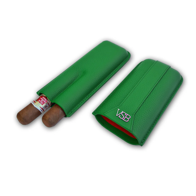 VSB London Two Finger Green Leather Cigar Case - Image 3