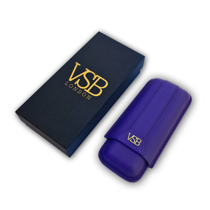 VSB London Two Finger Blue Leather Cigar Case - Image 4