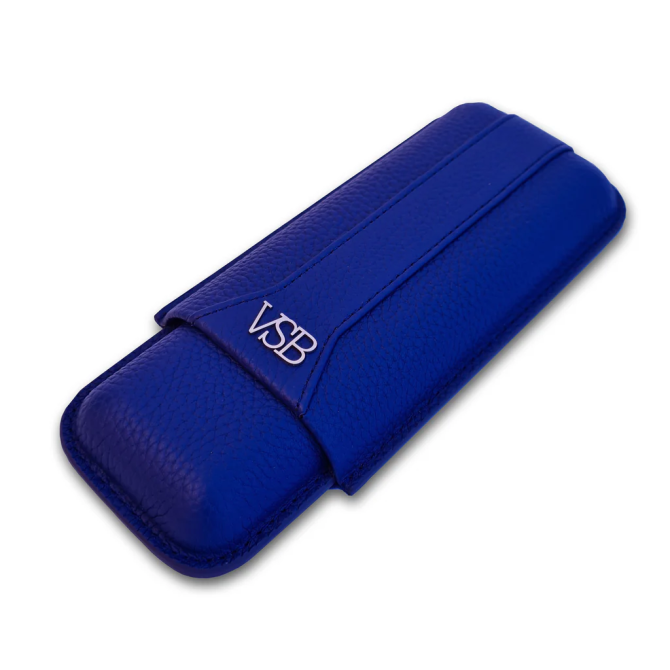 VSB London Two Finger Blue Leather Cigar Case - Image 2