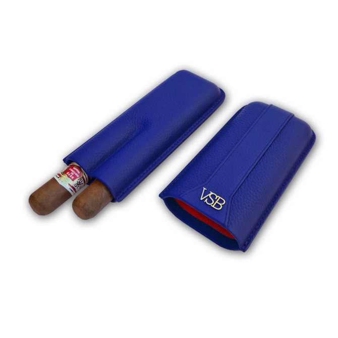 VSB London Two Finger Blue Leather Cigar Case - Image 3