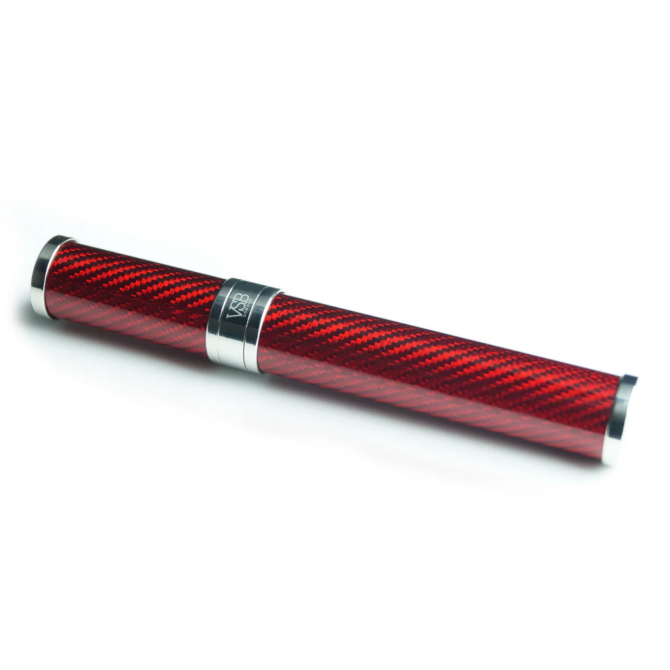VSB London Gloss Red Carbon Fibre & Stainless Steel Cigar Tube - Image 3