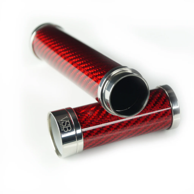 VSB London Gloss Red Carbon Fibre & Stainless Steel Cigar Tube - Image 2