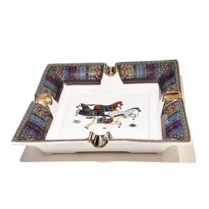Ceramic Cigar Ashtray four horses design with 4 cigar rests